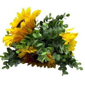 Artificial Sunflower Bouquet Eucalyptus Greenery 16" Faux Floral Arrangement